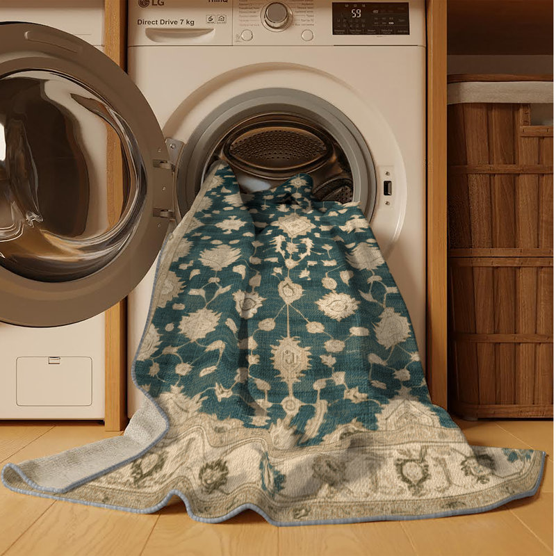 Tapis gris lavable à la machine, Rectangulaire 2 pi x 3 pi