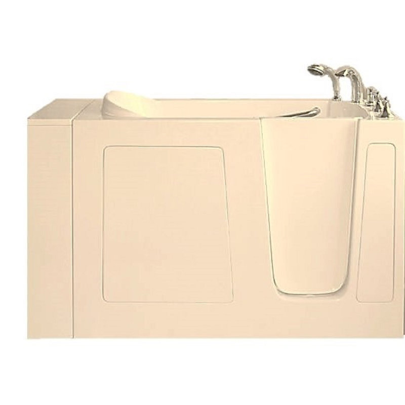52'' x 30'' Fiberglass Bathtub with Faucet, Right, Beige