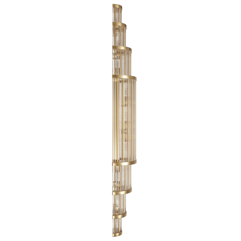 Waldorf Metal And Glass Rod Wall Sconce, 38" H x 8" W x 4" D, Antique Brass