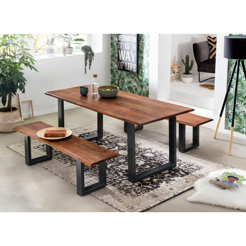 Table de salle à manger Acacia, L 39,37 po x L 78,74 po, Noyer, Noir
