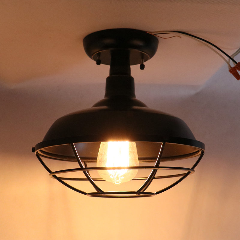 Plafonnier semi-encastré 1 lumière 10,2 po Endymion, Noir impérial