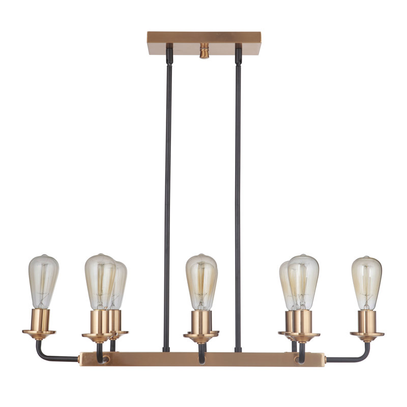 Randolph 8 - Light Kitchen Island Pendant, Flat Black/Satin Brass