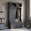 Meuble de rangement 4 en 1 pour garage et entrée, 164 cm de hauteur, avec banc à chaussures, patères, armoire et étagères, noir anthracite-1588982542