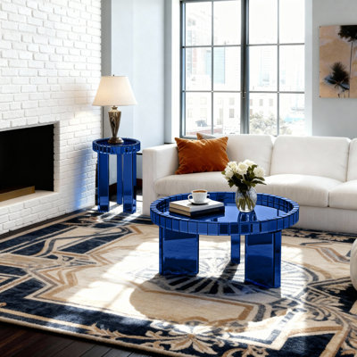 Amla  23'' Round Glass Living Room End Table Tray Top