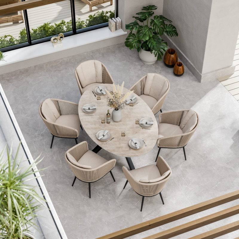 Bali 6 Seater Ellipse Dining set with Rope Chairs 