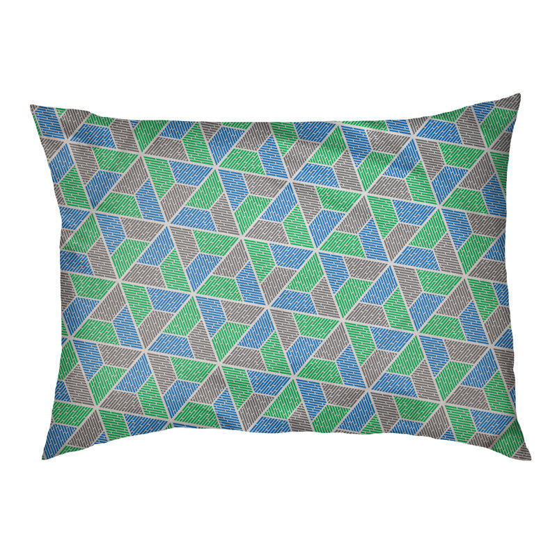 Coussin pour chien Byrge Trapezoids, Très grand (l 50 po x P 40 po x H 42 po), Vert / Bleu / Brun