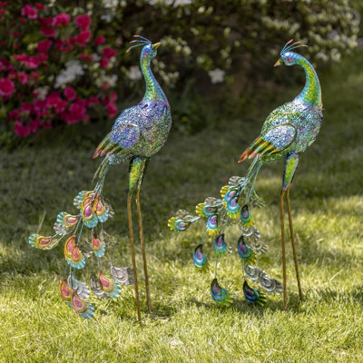 Ensemble de 2 statues de paon Padmini