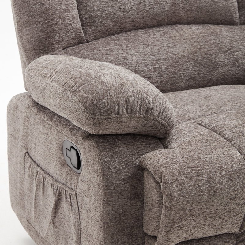 Rozle 39.7" W Swivel Rocker Recliner, Gray Polyester Blend