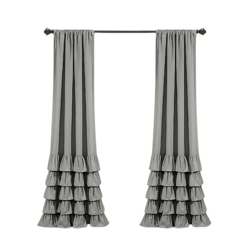 Paire de rideaux semi-transparents avec passe-tringle Allison, L 40 po x L 84 po, Gris foncé