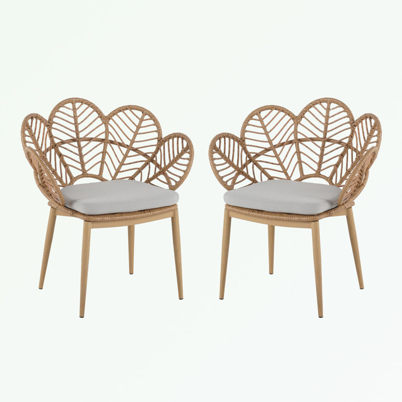 Wicker Chair Set of 2 with soft cushion