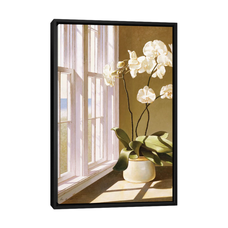 « pot of orchidées », reproduction de photo sur toile tendue, H 26 po x l 18 po x P 1,5 po, Toile avec cadre noir