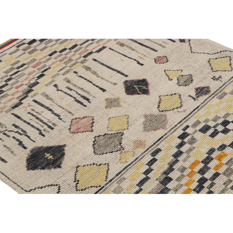 Moroccan Hand Knotted Geometric Area Rug, Rectangle 6' x 8'