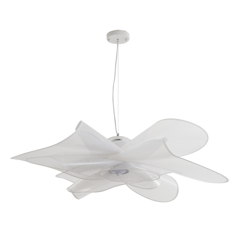 This Unique LED Chandelier Is In A White Finish. The Frame Is Made Out Of Metal, And The LED Bulb Is Integrated Into The Frame. The Adjustable Cord Link Makes This Fixture Suitable For Most Ceiling Heights.
