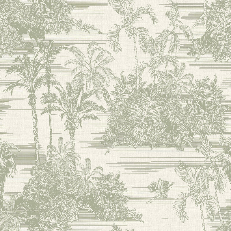 Papier peint adhésif Tropic Toile, Sauge
