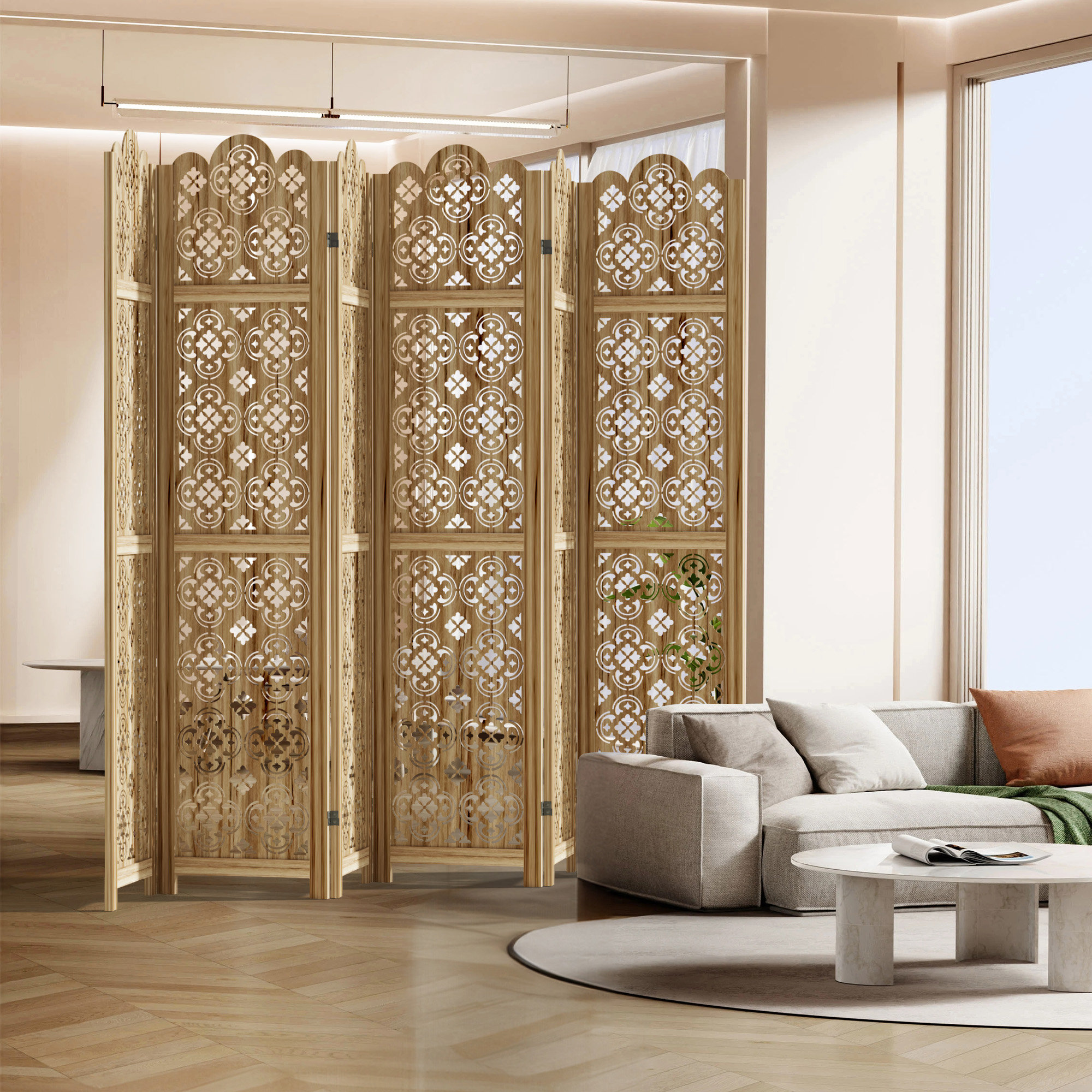 Bungalow Rose Wood Room Divider Folding Privacy Screen Home Decor ...