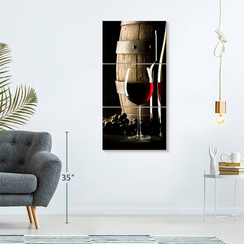 Cabernet vin sur toile, ensemble de 3 pièces, H 30 po x l 62 po x P 1,25 po