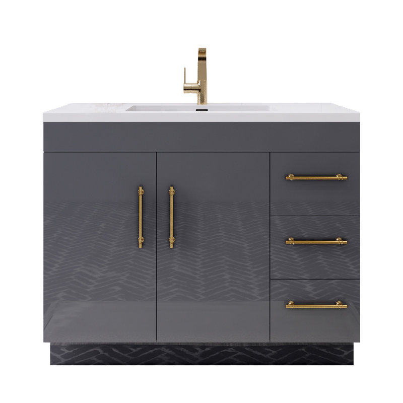 Ensemble de meuble-lavabo simple 42 po Spring, Gris brillant
