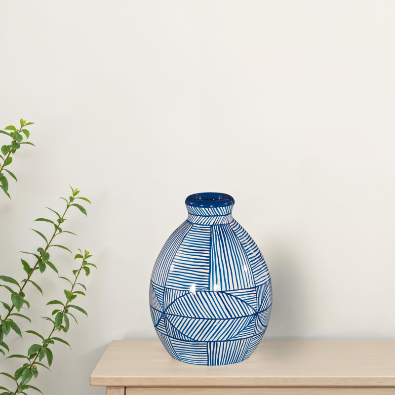 Indigo Mosaic Vase, Short