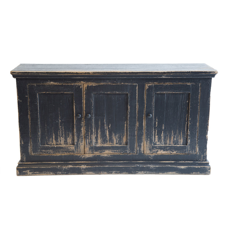 Koski 35" Tall 3-Door Cabinet, Black