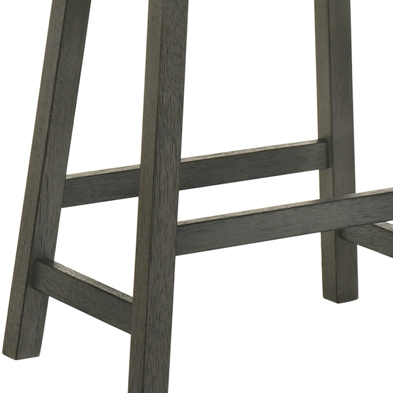 Set Of 2 Rustic Counter Stools, 25-Inch Backless Wooden Farmhouse Barstools With Faux Leather Seat, Distressed Finish, Space-Saving Design