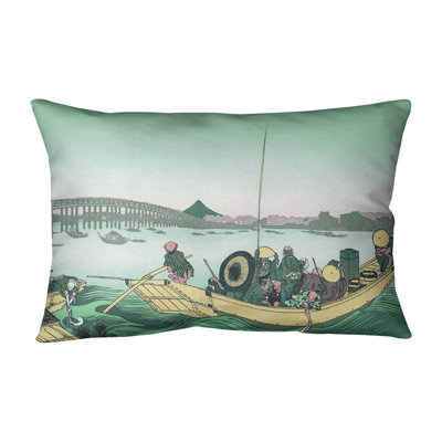 Coussin lombaire en lin coucher de soleil à travers le ryogoku bridge