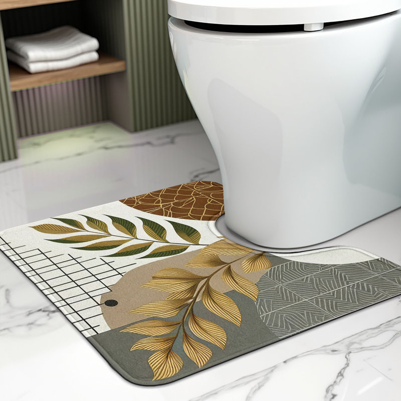 Tapis de salle de bain abstrait en U 20 po Taupe