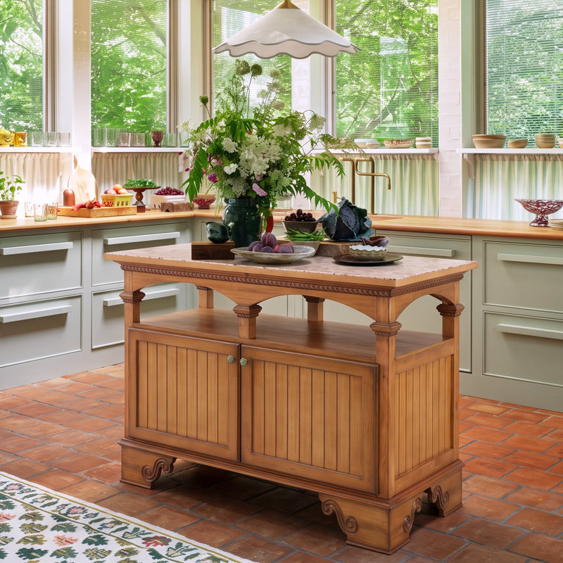 Îlot de cuisine de 47 pouces avec armoire de rangement et tablette ouverte Mavin