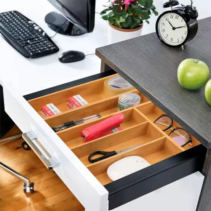 Organisateur de tiroir en bambou extensible pour porte-ustensiles
