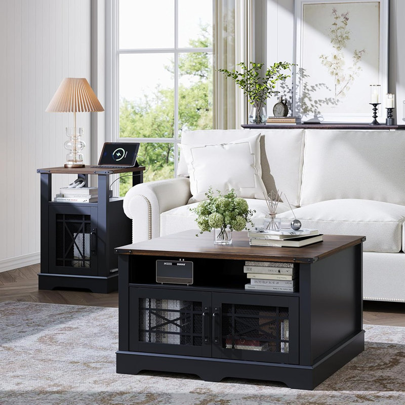 Table basse en bois avec rangement Farmhouse