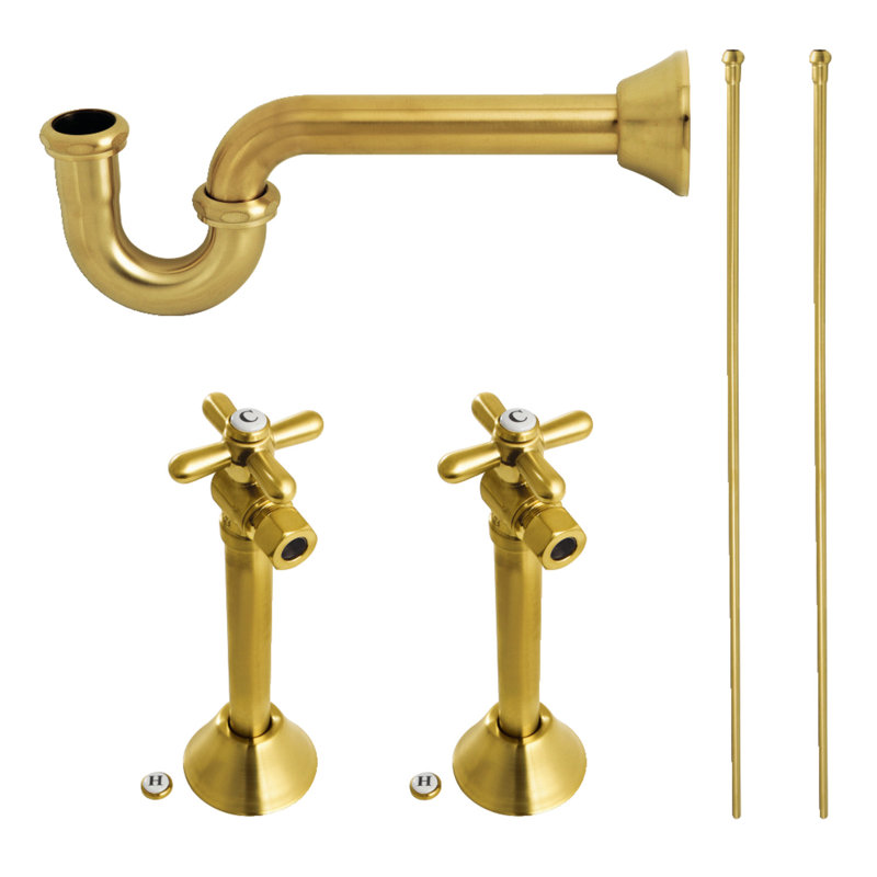 Kingston Brass Trimscape Traditional Plumbing Supply Kit Combo, Brushed Brass
