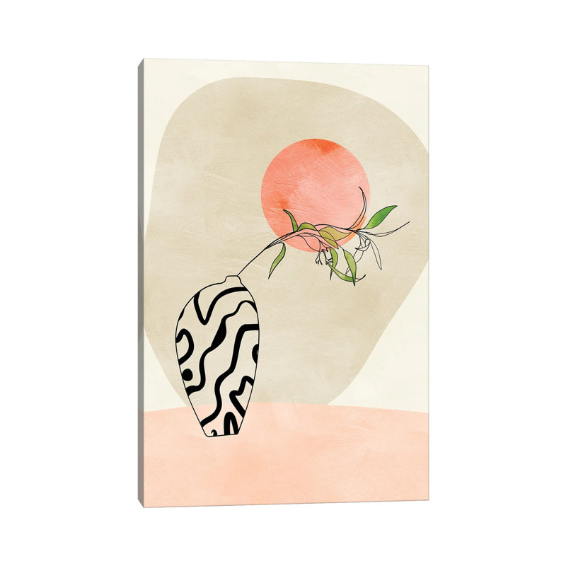 Floral Stillife With Moon In Pastel 1 Piece Wall Art on Canvas, 20.32 cm H x 30.48 cm W, Canvas