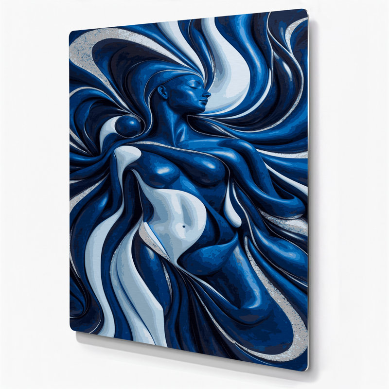 Art mural abstrait en métal bleu figuratif abstrait 12