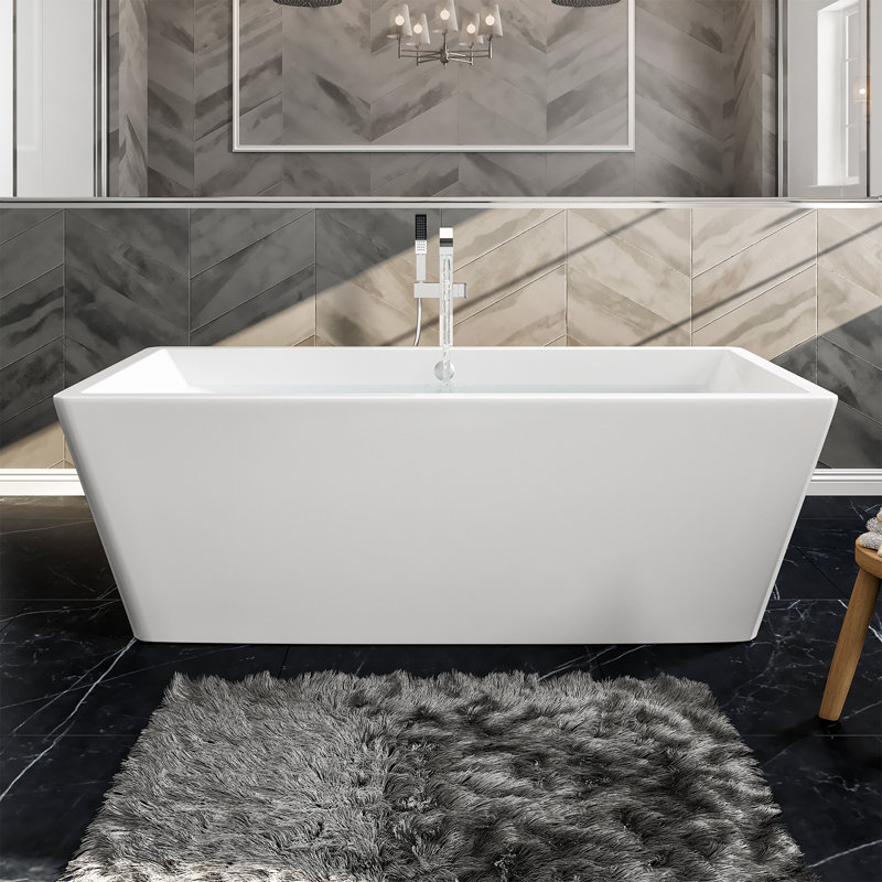 Rachel 67'' x 30.9'' Freestanding Soaking Acrylic Bathtub