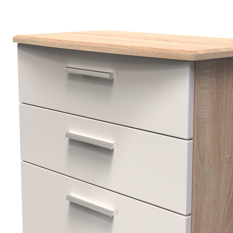 Borgeson 77cm W 4 - Drawer Chest of Drawers, Kashmir Gloss/Bardolino Oak