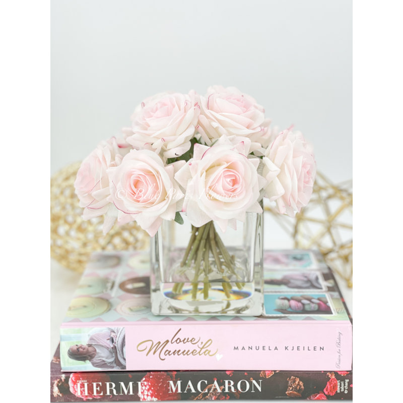 Centre de table artificiel Real Touch Rose, Rose clair