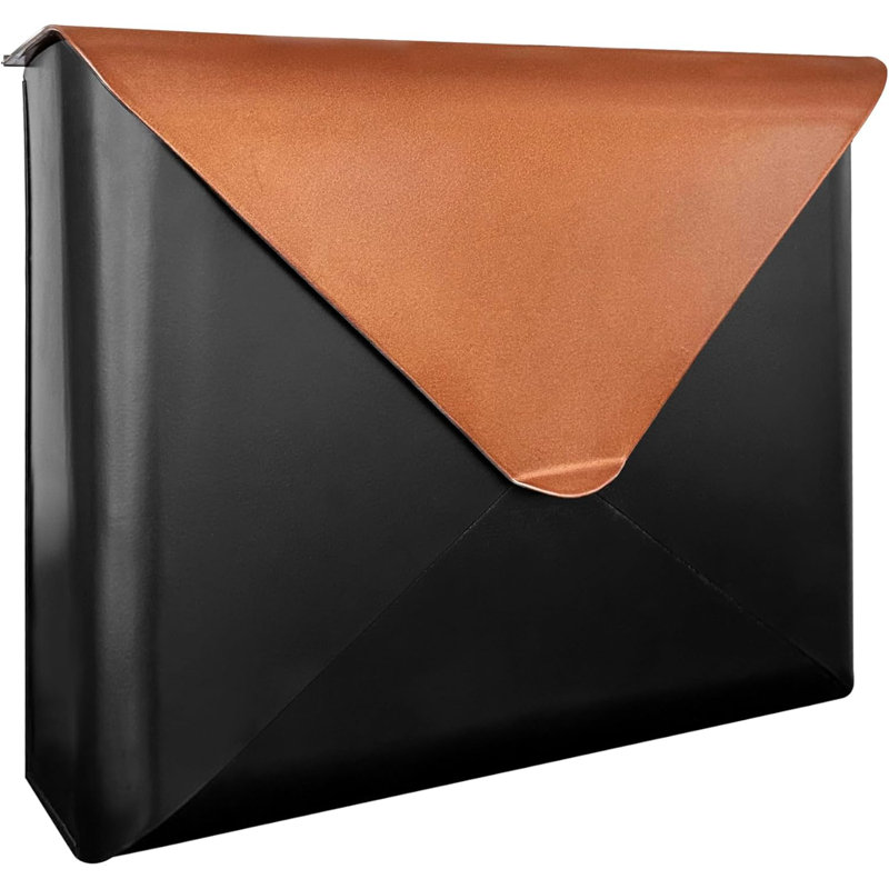 Sleek Envelope Wall Mount Mailbox, Brown/Black
