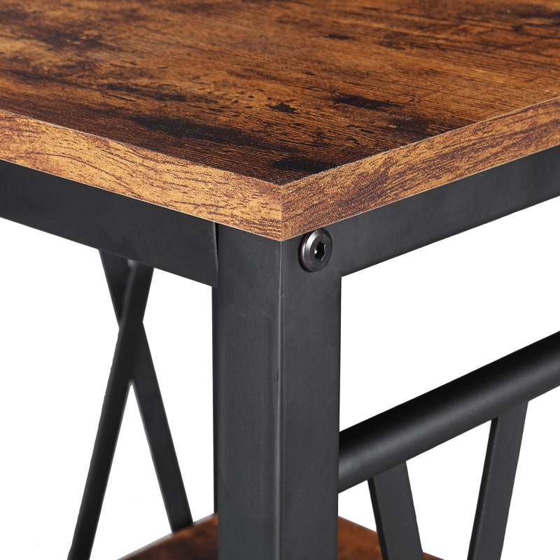 Industrial 2-Tier Side Table With Storage Shelf