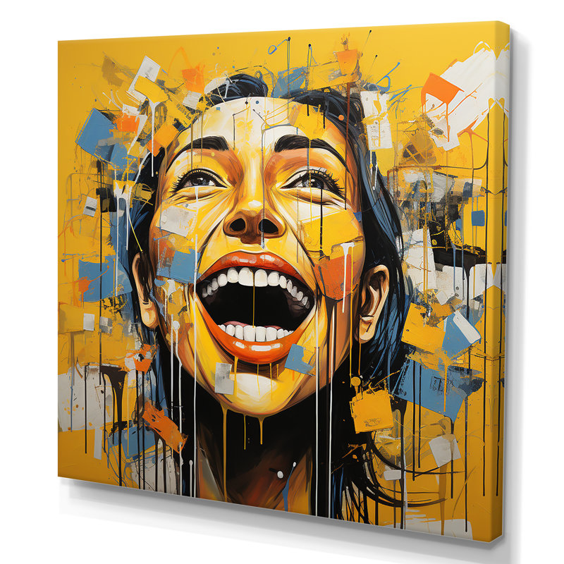 Décoration murale Popart Sunshine Yellow Laughs - Portrait_105858, Toile tendue, H 16 po x l 16 po x P 1 po