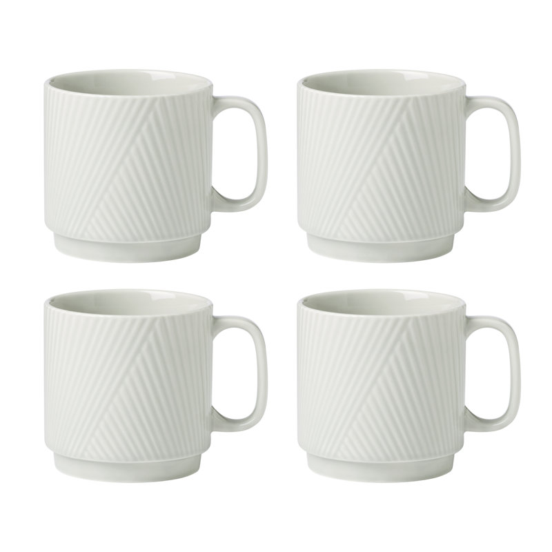 Modulus Mugs, Set of 4, Vapor, White