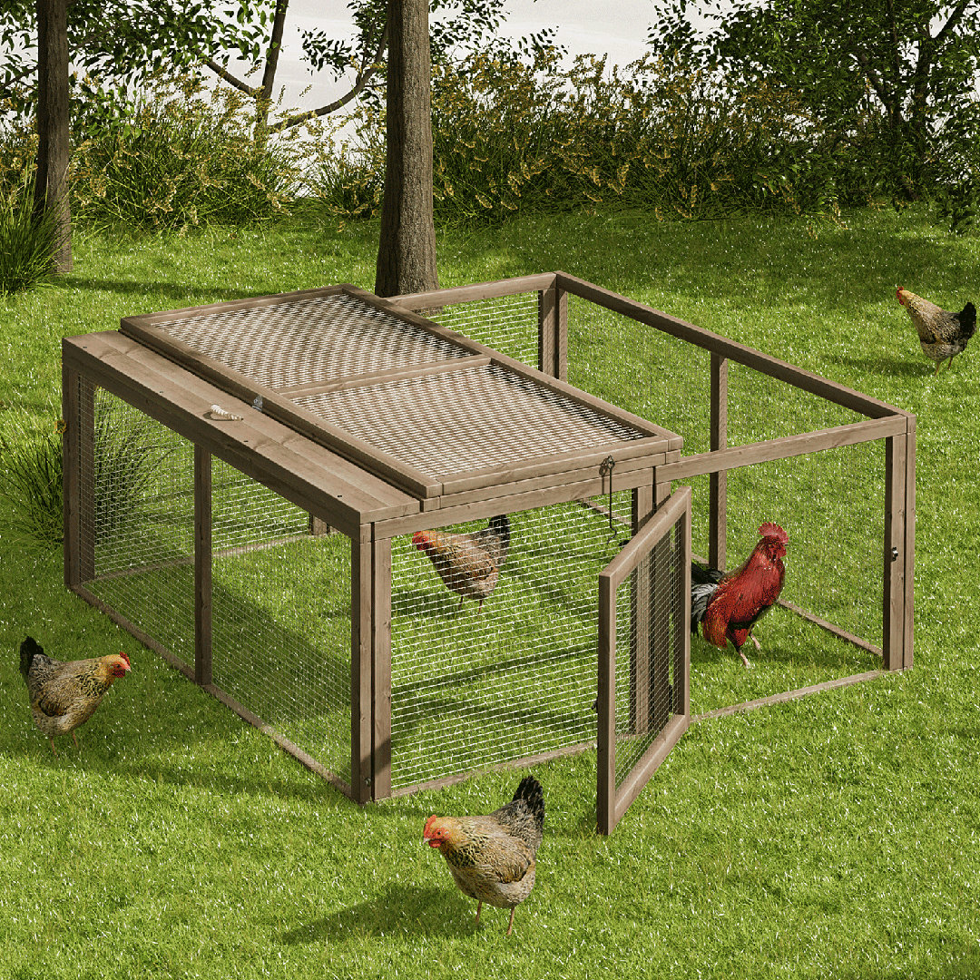 Daymin 45.5" Wooden Chicken Coop Rabbit Hutch, Foldable Pet Small Animal Poultry Cage Run Hen House Tucker Murphy Pet™ 