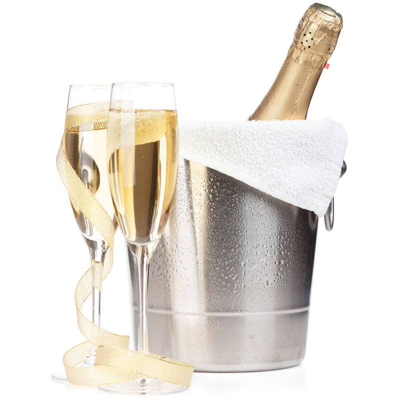 Life-Size Champagne Bucket with Glasses Cardboard Standup