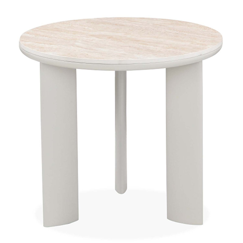 Table de bout Ingram, pierre frittée et finition gris clair