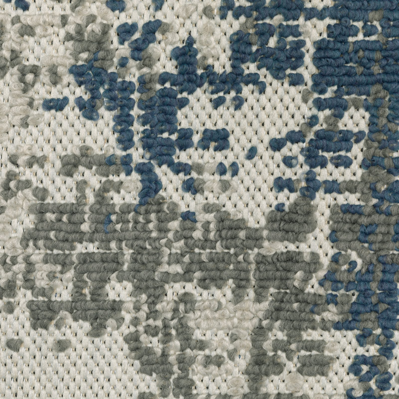 Tapis intérieur / extérieur gris clair / bleu Belden, Rectangle 6 pi 7 po x 9 pi 2 po