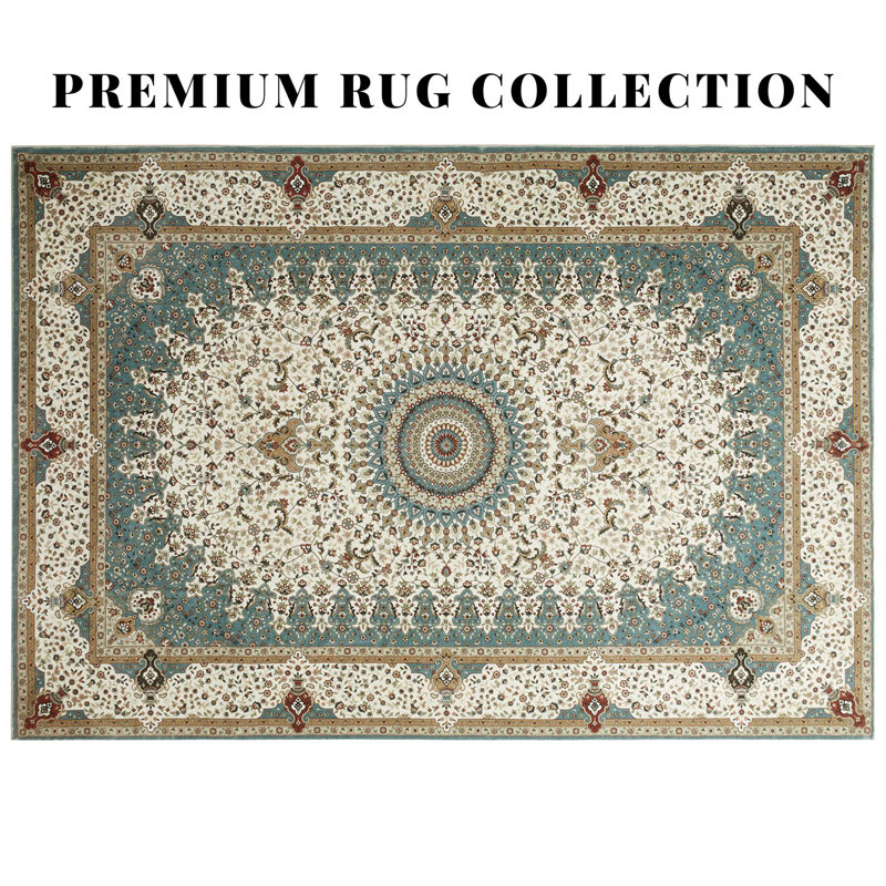 Aspire Homeware Blue Persian Medallion Area Rug, Rectangle 120 x 170 cm