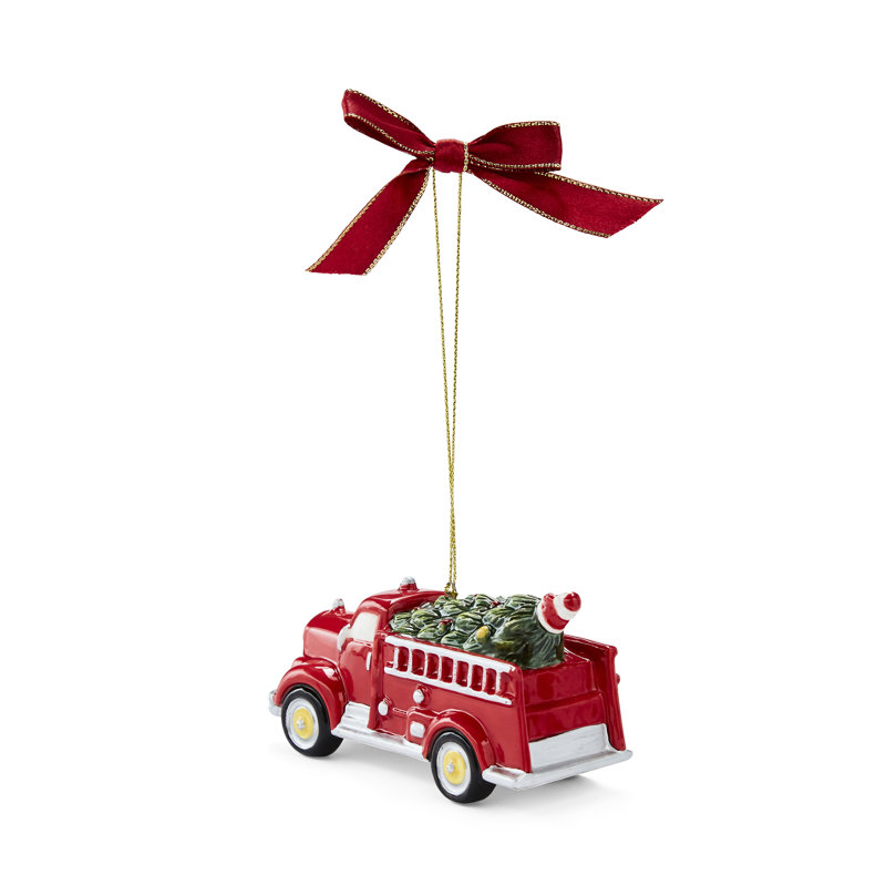 Christmas Tree FIRE TRUCK WITH TREE ORNAMENT