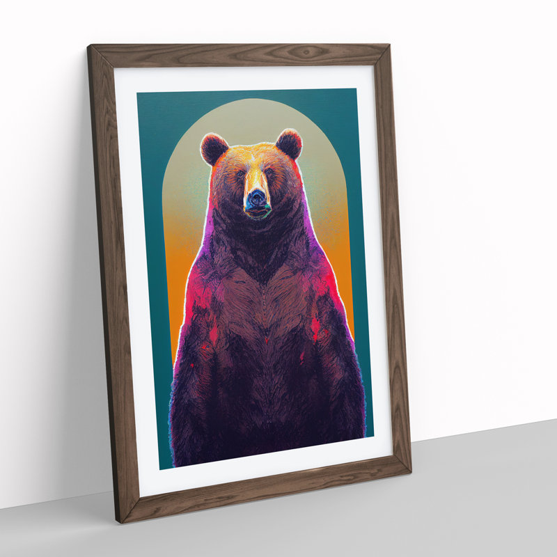 Tall Bear - Single Picture Frame Print, 34cm H x 25cm W x 2cm D, Walnut Framed