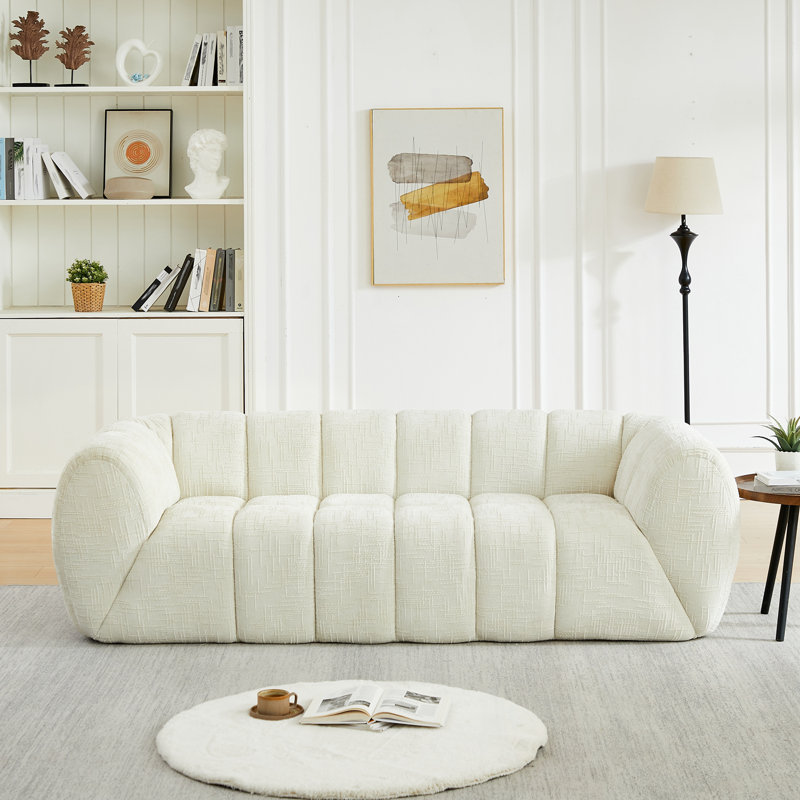Canapé en chenille avec coussin moelleux, Beige