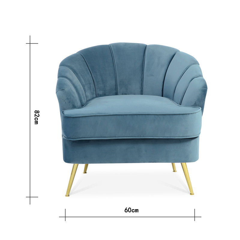 Acevedo Velvet Barrel Chair, Blue