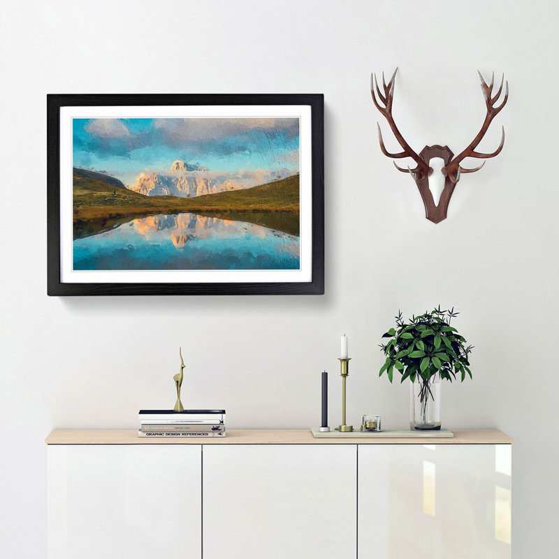 Lago delle Baste Mountain in Italy - Picture Frame Painting Print, 36cm H x 48cm W x 2cm D, Black Framed