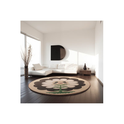 Tapis à motif marguerite moderne à motif de marguerites rondes et lavables Waso